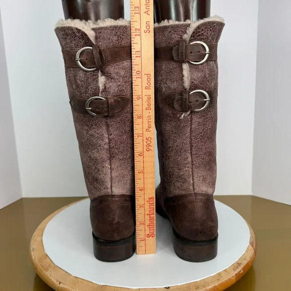 Matisse Parker Brown Leather Mid-Calf Plush Shearling Boots Sz 9.5 Winter Boho - Picture 4 of 9